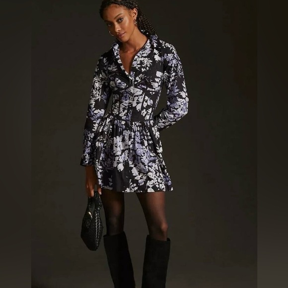 EUC Anthropologie Corset Shirt 100% Cotton Dress Sz 6 - Picture 2 of 16